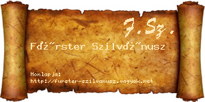 Fürster Szilvánusz névjegykártya