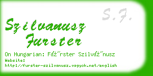 szilvanusz furster business card